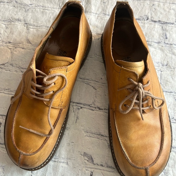 BIRKENSTOCK VTG TIMMINS CAMEL TAN LEATHER OXFORDS SIZE 42 GERMANY FOOTBED - Picture 8 of 12